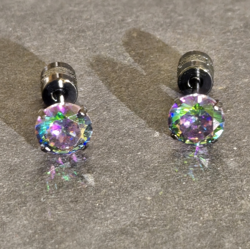 3ct rainbow color changing stone earings...25027